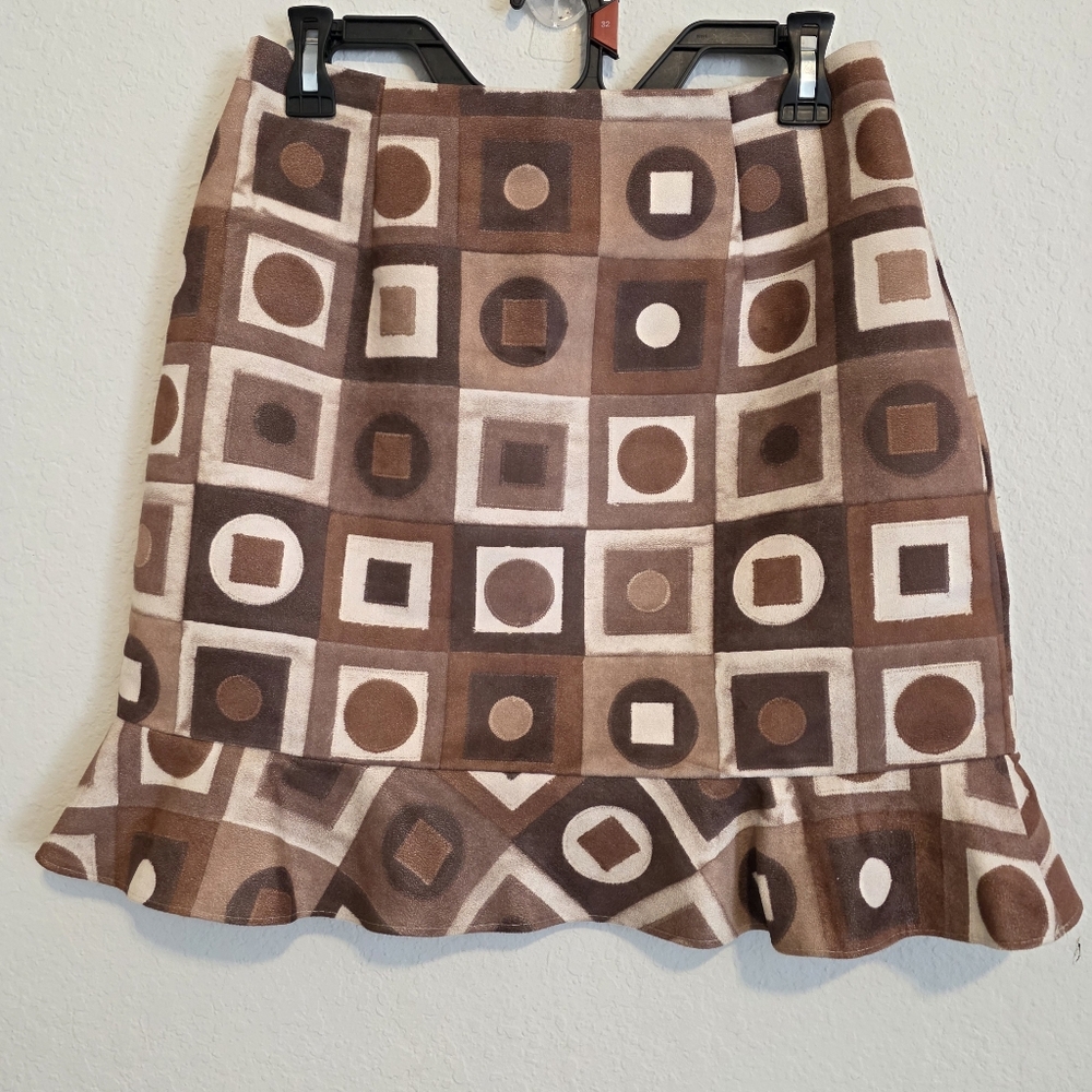 Sharon Endick KATE Skirt Poly Suede Geometric Ruffle Festival Vegan USA Size 6